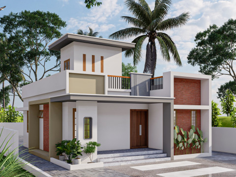 Модель екстер'єру сучасного будинку SketchUp із візуалізаціями 3D Модель