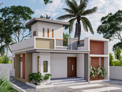 Model zewnętrzny nowoczesnego domu w programie SketchUp z renderami Model 3D