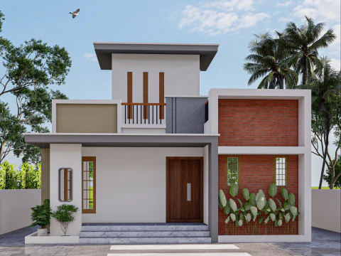 Modern House Exterior SketchUp Model with Renders 3D Model