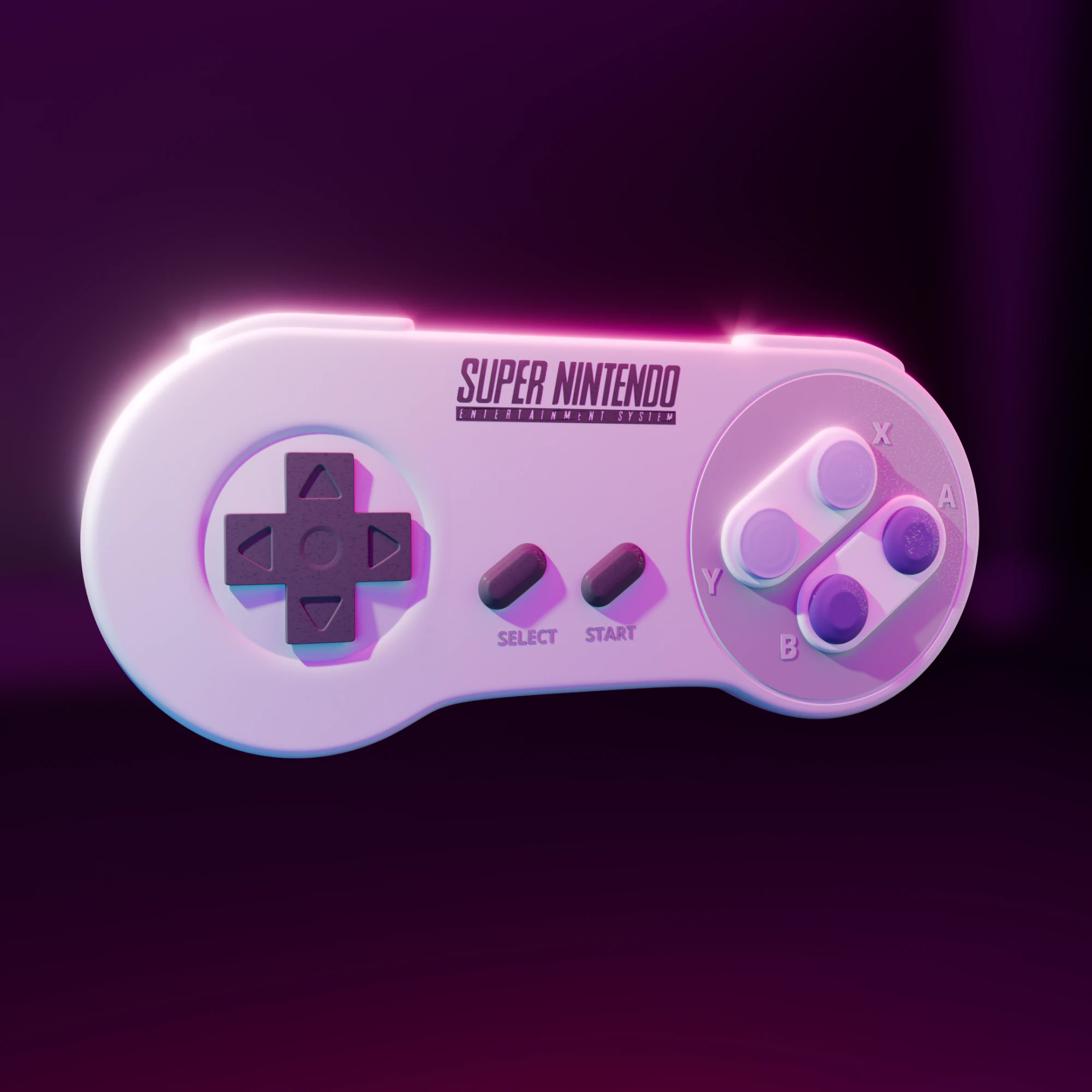 Classic SNES Controller High Quality Blender Cycles 3D Model .c4d .max .obj .3ds .fbx .stl .blend