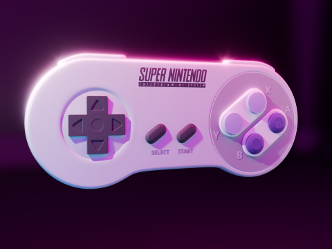 クラシック SNES コントローラー 高品質ブレンダー サイクル 3Dモデル