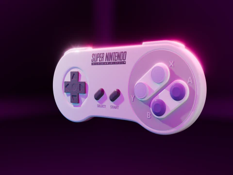 Classic SNES Controller High Quality Blender Cycles 3D Model