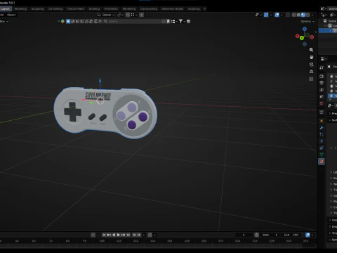 Classic SNES Controller High Quality Blender Cycles 3D Model