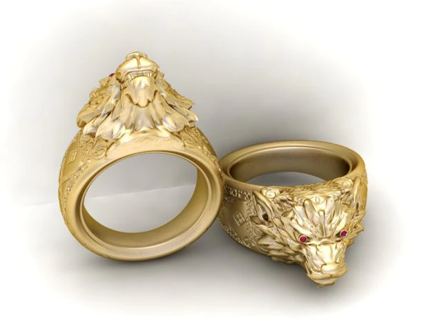 Anillo de sello con cabeza de lobo modelo imprimible en 3D Modelo de impresión 3D .c4d .max .obj .3ds .fbx .stl .blend 