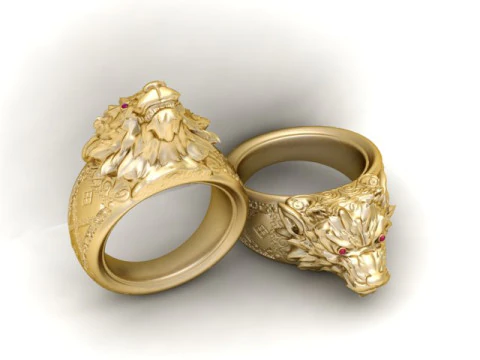 Anillo de sello con cabeza de lobo modelo imprimible en 3D Modelo de impresión 3D