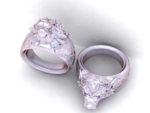 Anillo de sello con cabeza de lobo modelo imprimible en 3D Modelo de impresión 3D