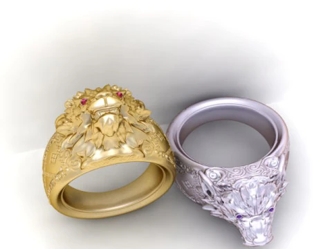 Anillo de sello con cabeza de lobo modelo imprimible en 3D Modelo de impresión 3D