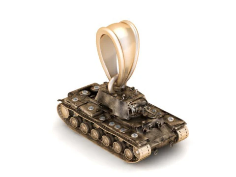 Military Tank Pendant with Diamond 3D PRINTABLE MODEL 3D Print Model
