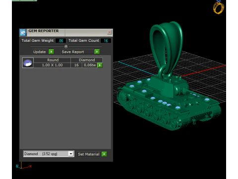 Military Tank Pendant with Diamond 3D PRINTABLE MODEL 3D Print Model