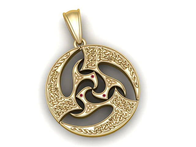 Tribal Triskelion Circle Pendant 3D PRINTABLE MODEL 3D Print Model .c4d .max .obj .3ds .fbx .stl .blend 