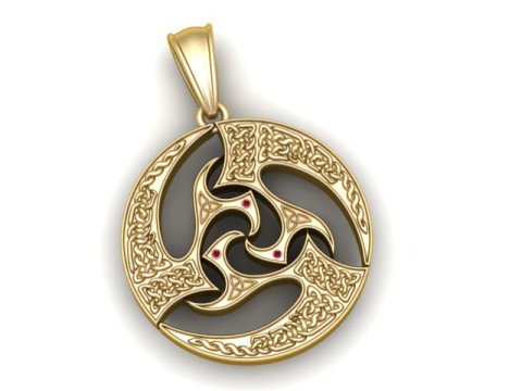 Tribal Triskelion Circle Pendant 3D PRINTABLE MODEL 3D Print Model
