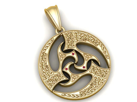 Tribal Triskelion Circle Pendant 3D PRINTABLE MODEL 3D Print Model