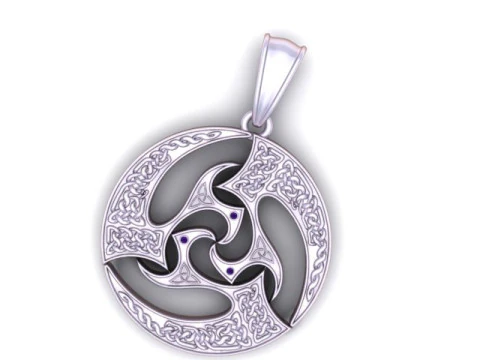 Tribal Triskelion Circle Pendant 3D PRINTABLE MODEL 3D Print Model
