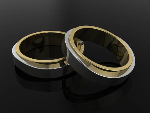 Alian&ccedil;as de casamento elegantes joias ouro luxo Modelo de Impressão 3D