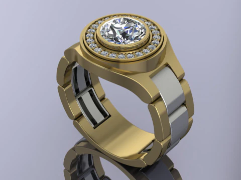 Erkek Yazdırılabilir Model Takı Altın Lüks için Zarif Yüzük 3D Baskı Modeli