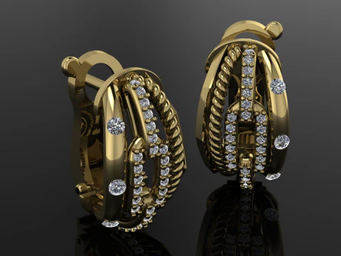 Elegant Earrings Printable Model Jewelry Gold Luxury 3D Print Model