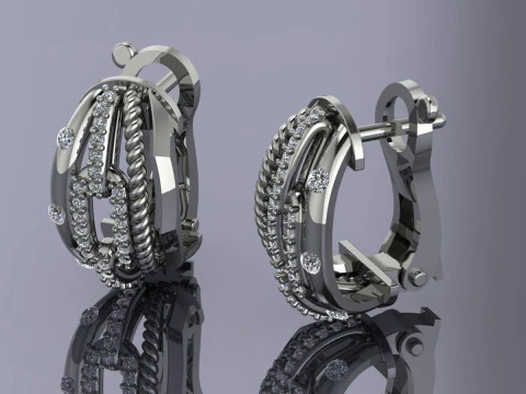 Elegant Earrings Printable Model Jewelry Gold Luxury 3D Print Model