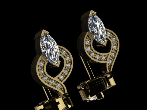 Elegant Earrings Printable Model Jewelry Gold Luxury 3D Print Model