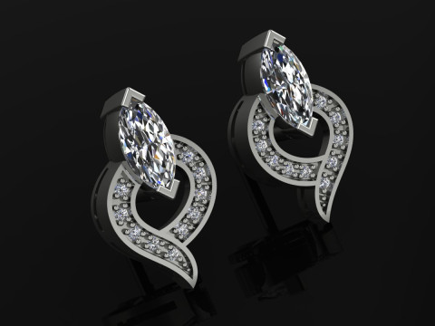 Elegant Earrings Printable Model Jewelry Gold Luxury 3D Print Model