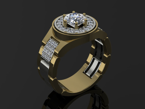 Elegant Ring For Mens Printable Model Jewelry Gold Luxury 3D Print Model
