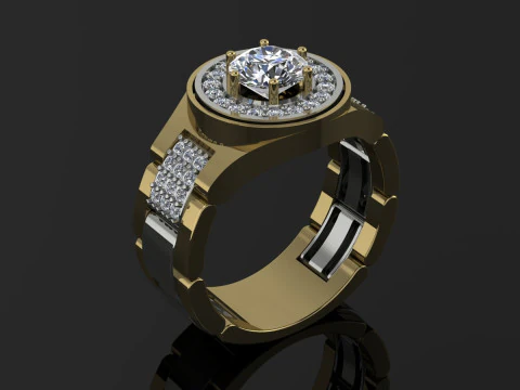 Elegant Ring For Mens Printable Model Jewelry Gold Luxury 3D Print Model