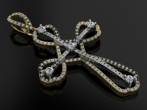 क्रॉस पेंडेंट प्रिंट करने योग्य मॉडल आभूषण गोल्ड विलासिता 3D प्रिंट मॉडल