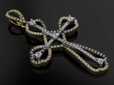 Liontin Salib Model Cetak Perhiasan Emas Mewah Model Cetak 3D