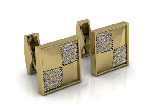 Kancing Manset Elegan Model Print Perhiasan Emas Mewah Model Cetak 3D