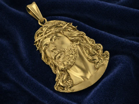 イエス ペンダント 印刷可能モデル ジュエリー ゴールド 高級 3Dプリントモデル