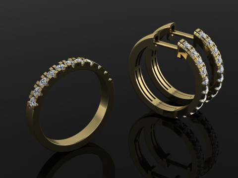 Elegant Set Printable Model Jewelry Gold Luxury 3D Print Model