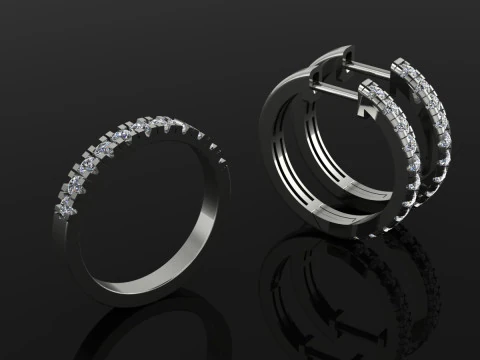 Elegant Set Printable Model Jewelry Gold Luxury 3D Print Model