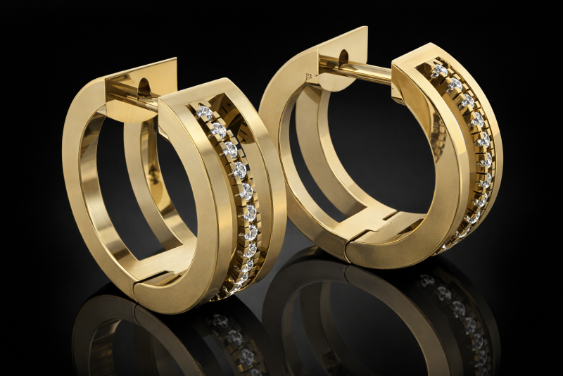 Elegant Earrings Printable Model Jewelry Gold Luxury 3D Print Model .c4d .max .obj .3ds .fbx .stl .blend