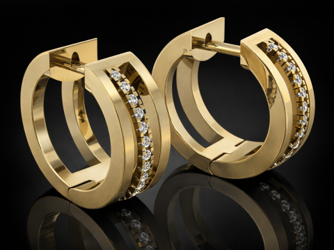 Elegant Earrings Printable Model Jewelry Gold Luxury 3D Print Model