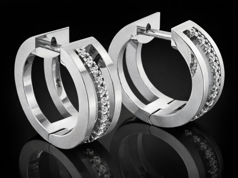 Elegant Earrings Printable Model Jewelry Gold Luxury 3D Print Model