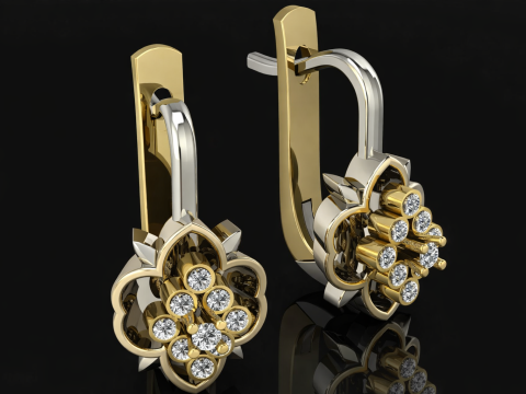 优雅耳环可打印模型珠宝金奢华 3D 打印模型