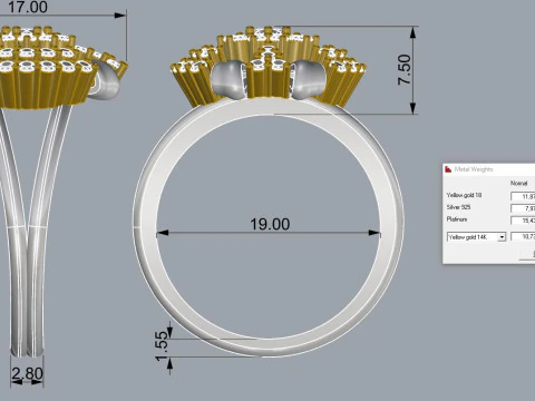 Elegant Ring Printable Model Jewelry Gold Luxury 3D Print Model