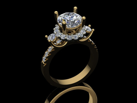 Элегантное кольцо, модель для печати, ювелирные изделия, золото, роскошь 3D Принт Модель