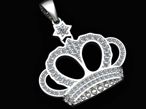 Crown Pendant Printable Model Jewelry Gold Luxury 3D Print Model