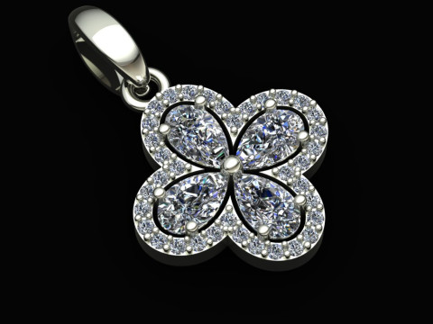 Elegant Pendant Pear Gemstone Jewelry Gold Luxury 3D Print Model