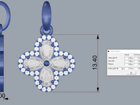 Elegant Pendant Pear Gemstone Jewelry Gold Luxury 3D Print Model