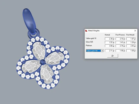 Elegant Pendant Pear Gemstone Jewelry Gold Luxury 3D Print Model