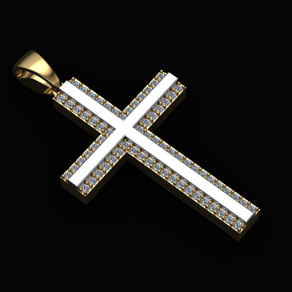 Elegant Cross Pendant Printable Model Jewelry Gold Luxury 3D Print Model .c4d .max .obj .3ds .fbx .stl .blend
