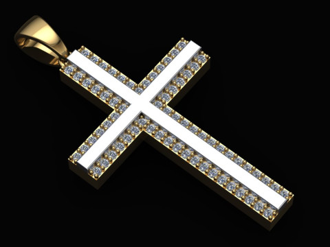 Pendentif croix &eacute;l&eacute;gant mod&egrave;le imprimable bijoux or luxe Modèles 3D en vedette