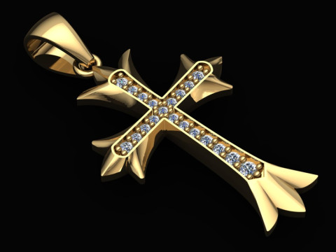 Pendentif croix &eacute;l&eacute;gant, bijoux en or de luxe Modèles 3D en vedette
