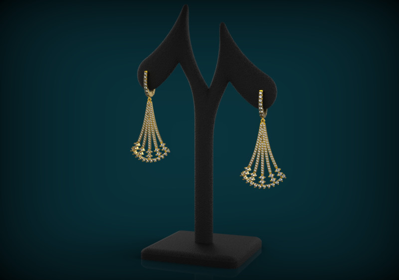 Elegant Earrings Printable Model Jewelry Gold Luxury 3D Print Model .c4d .max .obj .3ds .fbx .stl .blend