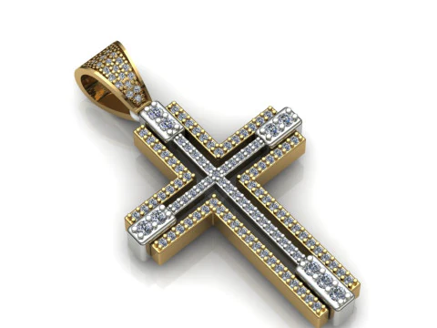 Zarif Haç Kolye Takı Altın Lüks 3D Baskı Modeli