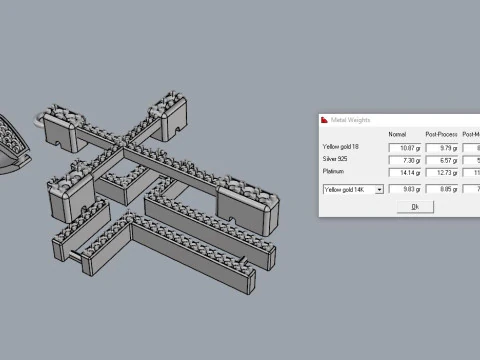 Zarif Ha&ccedil; Kolye Takı Altın L&uuml;ks 3D Baskı Modeli