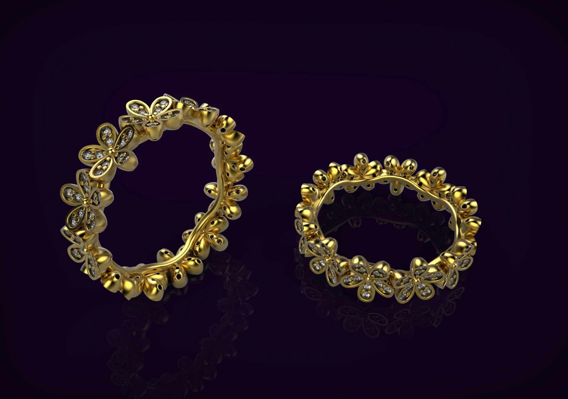 Flower Ring Printable Model Jewelry Gold Luxury 3D Print Model .c4d .max .obj .3ds .fbx .stl .blend 
