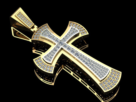 Elegant Cross Pendant Jewelry Gold Luxury 3D Print Model