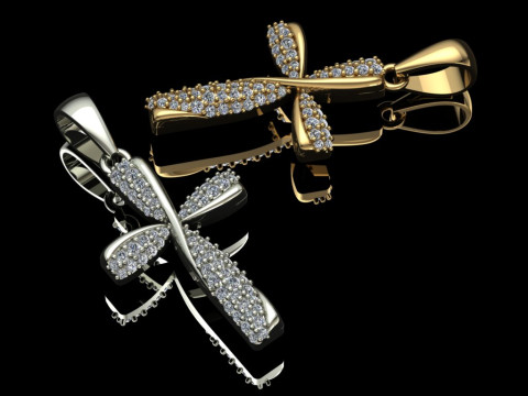 Elegant Cross Pendant Jewelry Gold Luxury 3D Print Model